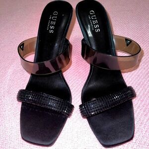 Guess rhinestone & clear strap heels size 9M